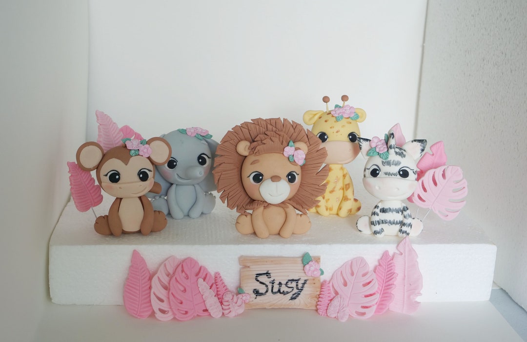 Safari Animal Cake Topper , Jungle Fondant Animals Figurine: Lion ...
