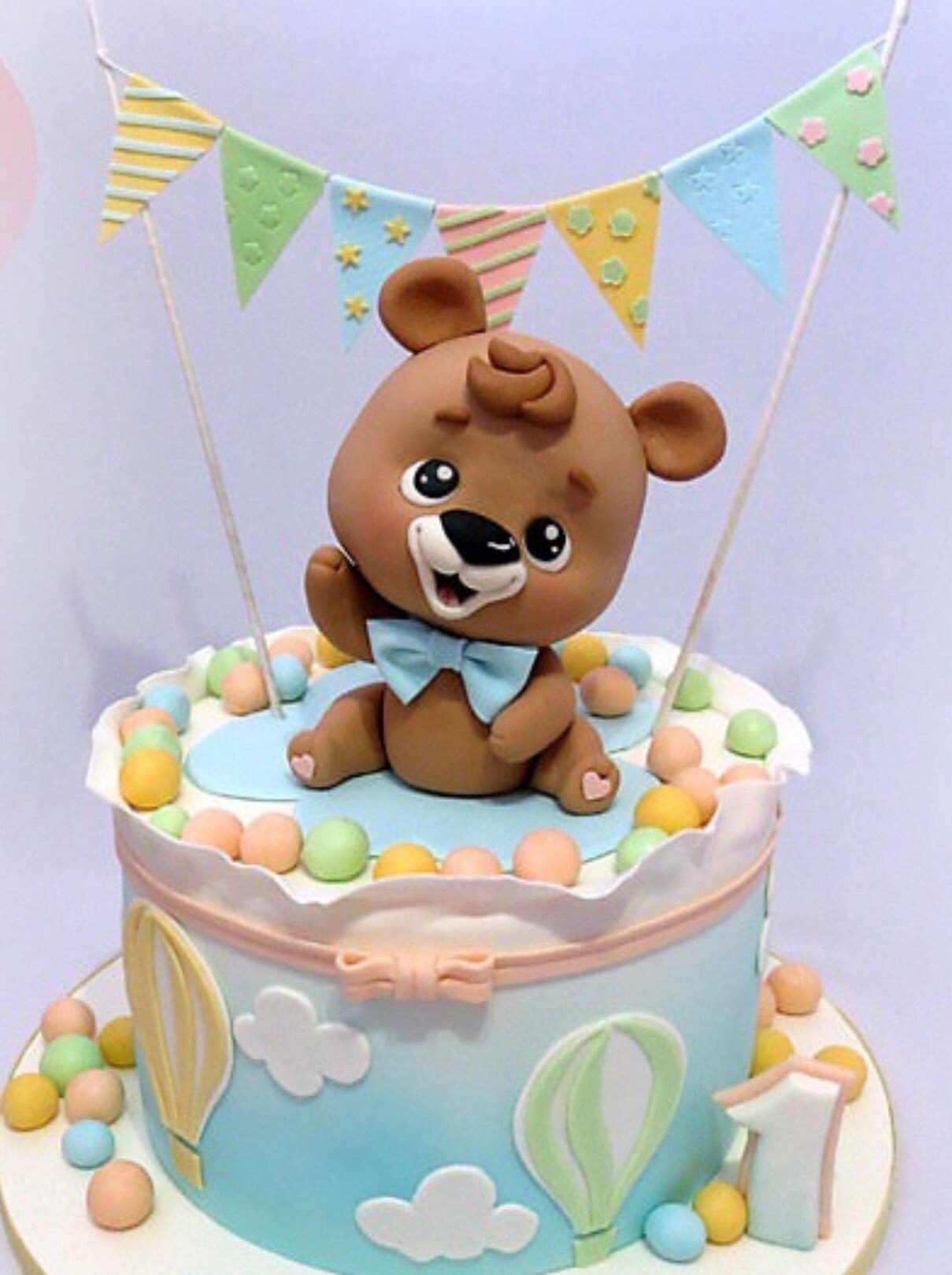 Fondant Teddy Bear Cake Topper, Baby Shower Decoration - Etsy