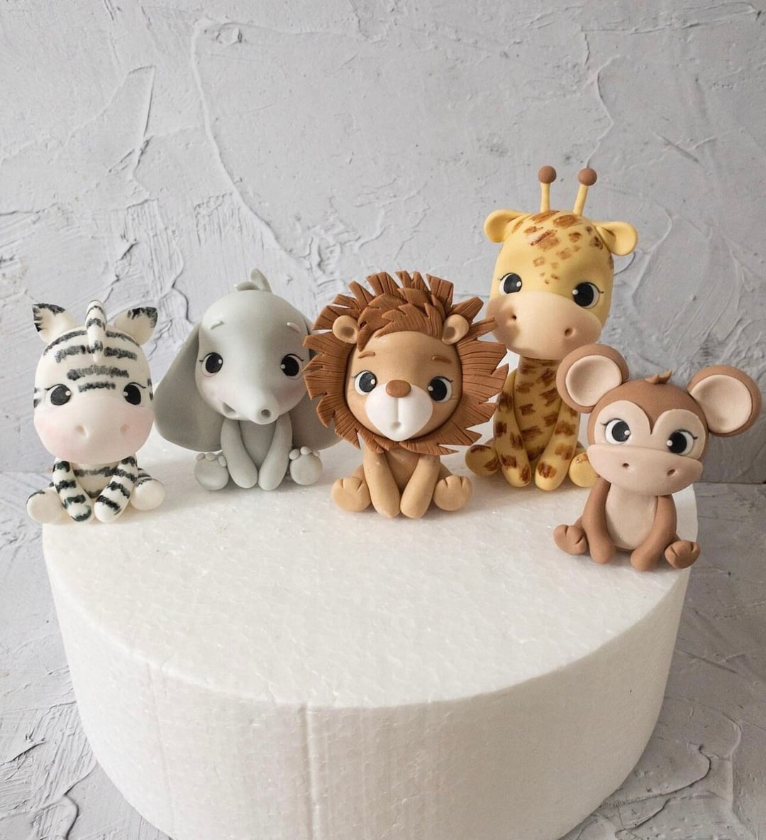 Safari Animal Cake Topper, Fondant Jungle Animal Figurine, Baby Shower ...