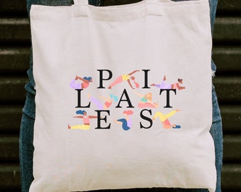 Pilates Canvas Tote Bag Pilates Cotton Tote Bag Pilates Gifts Pilates Art Bag Pilates Teacher Gifts Pilates Instructor Gift Pilates Lover