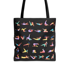 Pilates Pose Print Tote Bag: Classical Exercise Theme