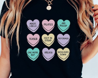 Candy Hearts Pilates Shirt Valentine Day Pilates T-shirt Pilates Lover Gift Pilates Teacher Gift Pilates T-shirt Fitness Lover Gift Pilates