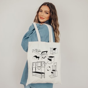 Pilates Equipment Canvas Tote Bag, Pilates Gifts, Pilates Teacher, Pilates Instructor, Pilates Student Gifts, Pilates Cotton Canvas Tote Bag