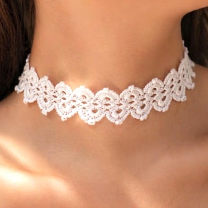 Crochet Lace Choker Pattern PDF, Beaded Necklace Pattern, DIY Boho Jewelry, Vintage Lace Choker Tutorial, Instant Download, 4 Languages