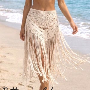 Häkelrock Fransen Rock PDF Muster - Boho Strand Cover Up - Festival Outfit - Sommerferien Kleidung - Englisch Deutsch Französisch Spanisch