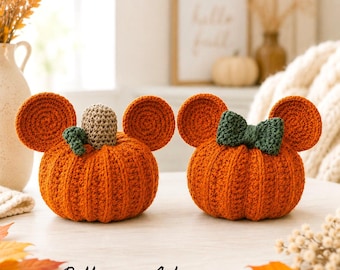 Haakpatroon voor een Mickey & Minnie pompoen – Halloween Disney decoratie (PDF) - Herfst Halloween Amigurumi decoratie, 4 talen