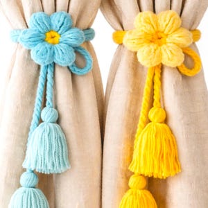 Crochet Curtain Tieback Pattern PDF, Flower Curtain Holder, Boho Home Decor, Tassel Tie Back, Easy Crochet Pattern, 4 Languages
