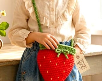 Strawberry Crochet Bag Pattern, Kids Purse (PDF Pattern), English German French Spanish