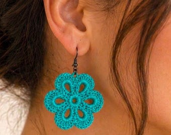 Crochet Flower Earrings Pattern PDF, Beginner Friendly Boho Jewelry Tutorial, Floral Earring Pattern, Digital Download – 4 Languages