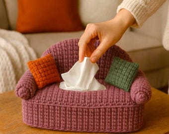 Crochet Tissue Box Cover Pattern – Couch Style Box Cover PDF – Home Decor Crochet Pattern – 4 Languages
