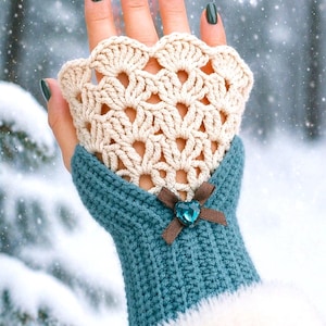 Victorian Crochet Fingerless Gloves Pattern PDF, Lace Mittens Tutorial, Vintage Style Hand Warmers, Easy Crochet Pattern, 4 Languages