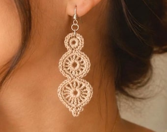 Boho Crochet Drop Earrings Pattern, PDF Bundle in 4 Languages, Lace Dangle Earrings Tutorial, DIY Crochet Jewelry Pattern, Instant Download