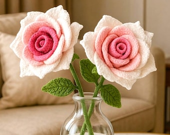 Crochet Rose Pattern , Realistic Flower Tutorial, DIY Crochet Bouquet, Digital Rose Pattern, English German French Spanish