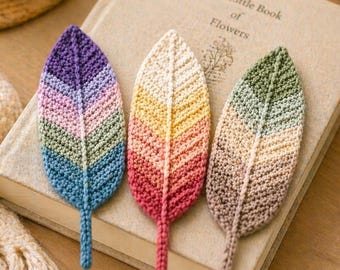 Leaf Crochet Bookmark Pattern, Feather Bookmark Crochet Pattern,  Easy DIY Book Lover Gift, Amigurumi Pattern, Instant Download, 4 Languages