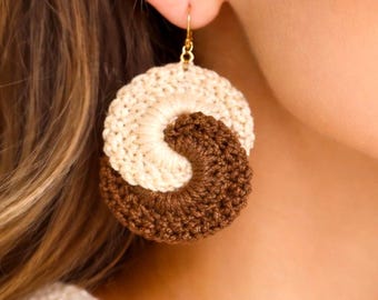 Spiral Crochet Earrings PDF Pattern, Boho Swirl Dangle Earrings, Beginner Friendly, Instant Download, 4 Languages