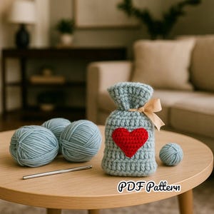 Easy Crochet Pattern of Gift Bag, Pattern of Amigurumi Hearth and Crochet Gift Bag, Digital Download, PDF Pattern, Make Your Own Giftbag