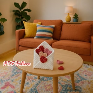 Patrón de carta de amor fácil, patrón PDF de Hearths and the Envelope, patrón de crochet de Hearths and the Envelope, regalo para tu amor, regalo de San Valentín