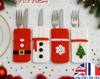 Modèle différent de crochet de support de couverts de Noël facile 4, anglais allemand français espagnol