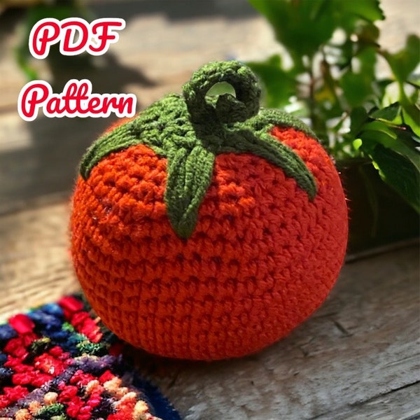 Easy Crochet Tomato Pattern, PDF Pattern of Tomato, Pattern of Amigurumi Vegetable, Crochet Tomato, Tomato Pattern