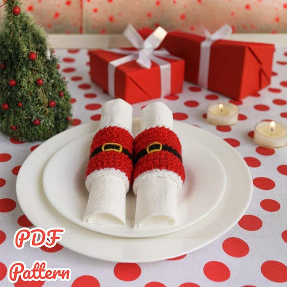 Santa Belt Napkin Ring – Crochet PDF Pattern – Christmas Table