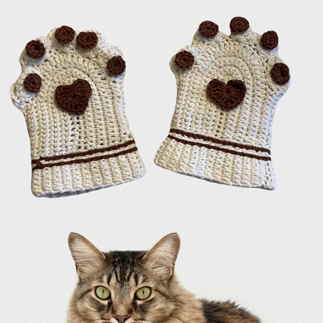 Easy Fingerless Cat Paw Crochet Glove Pattern, Pattern of Cat Paws