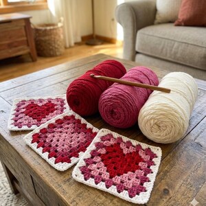 Crochet Heart Granny Square Motif Pattern – Valentine's Day Project - English German French Spanish image 4