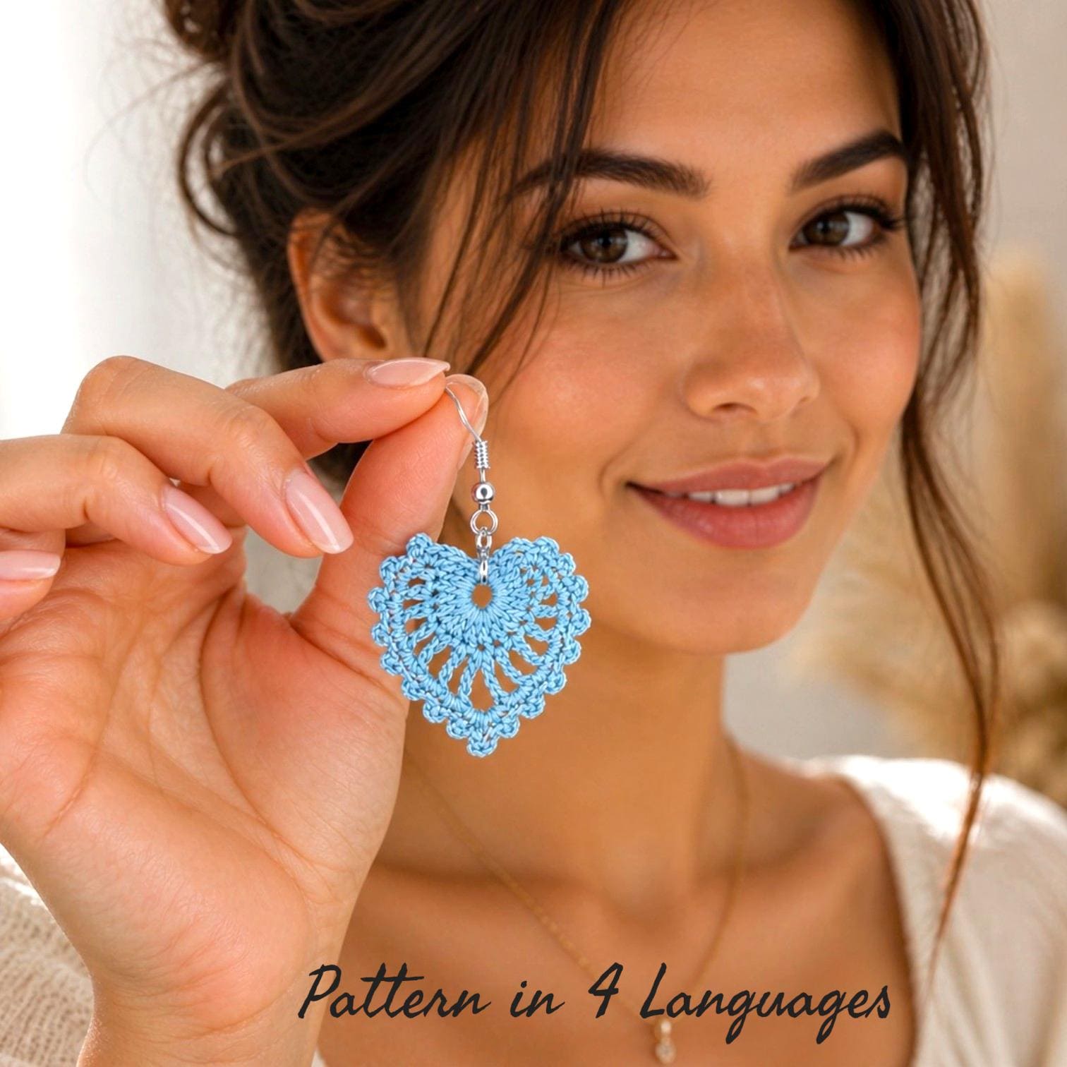 38 Crochet Jewellery Patterns with Brooches, Earrings, Bracelets 21 Crochet Heart Earrings