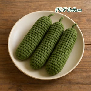 Easy Amigurumi Cucumber Pattern, Digital Download, PDF Pattern, Pattern of Cucumber, Pattern of Amigurumi Vegetable, Crochet Cucumber