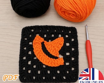 Crochet Pattern, Witch Hat Granny Square, Halloween Decor PDF - Multilingual
