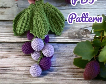 Easy Amigurumi Grape Pattern, PDF Pattern of Grape, Pattern of Amigurumi Fruit, Crochet Grape, Grape Pattern