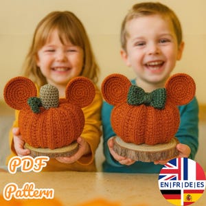 Schema all'uncinetto per zucca di Topolino e Minnie – Decorazione Disney di Halloween (PDF) - Inglese Tedesco Francese Spagnolo