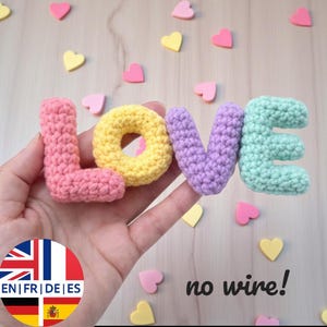 Crochet LOVE Letters PDF Pattern – No Wire - English German French Spanish