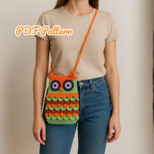 Crochet Owl Bag Pattern, Easy Crochet Owl Bag  PDF Pattern, Pattern of Crochet Owl Bag
