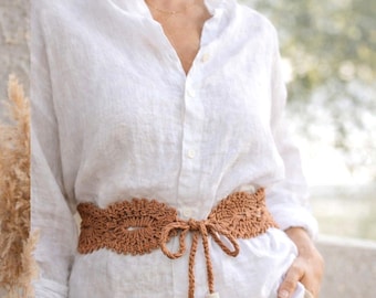 Crochet Boho Belt Pattern PDF, Lace Waist Belt Crochet Pattern, Adjustable Tie Belt, Summer Outfit Accessory, Instant Download, 4 Languages