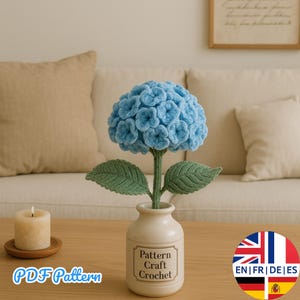Patrón de hortensias de crochet / Tutorial floral fácil (PDF) Inglés Alemán Francés Español