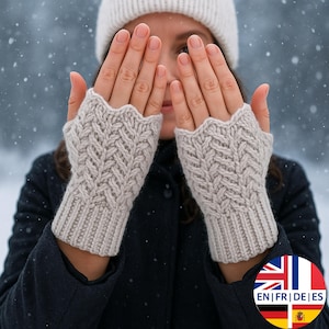 Fish Bone Crochet Fingerless Glove Pattern English German French Spanish
