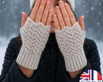 Fish Bone Crochet Fingerless Glove Pattern English German French Spanish