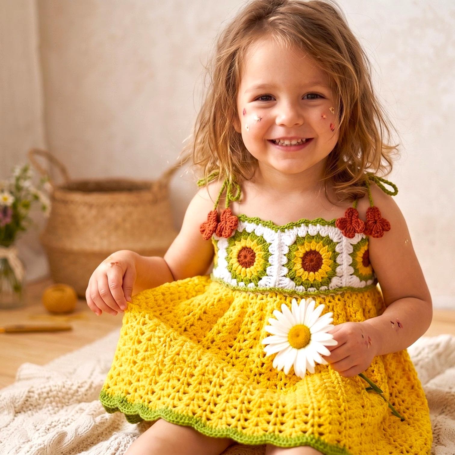 crochet sunflower dress Crochet sunflower dress for babies and toddlers