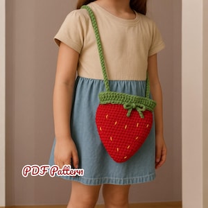 Easy Erdbeer-Tasche Muster, Erdbeer Tasche PDF Muster, Erdbeer-Tasche Häkelanleitung, Kleinkindtasche für Mädchen, Muster für Tasche für Kinder