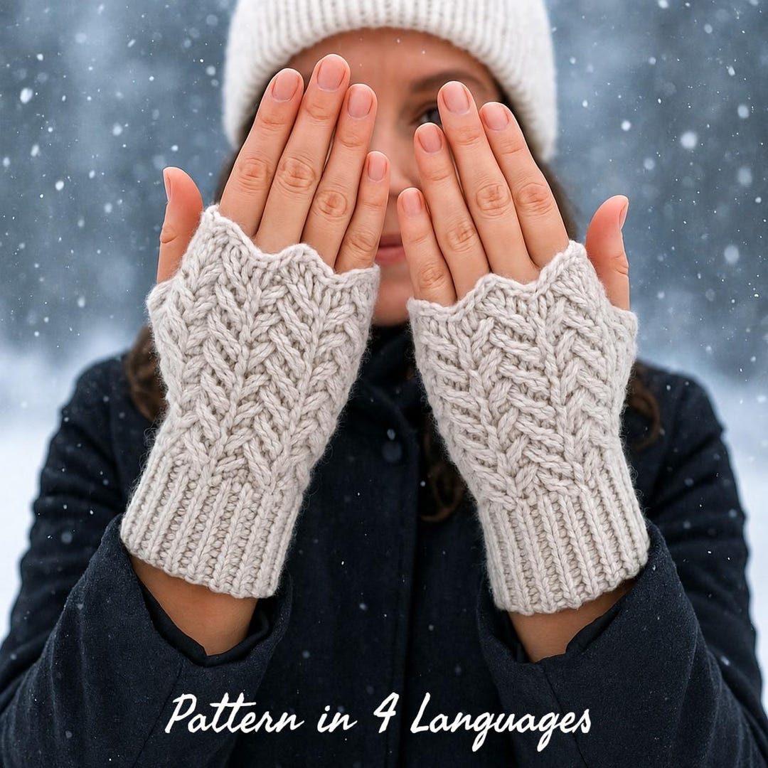 Fingerless Gloves Crochet Pattern PDF, Cable Knit Hand Warmers