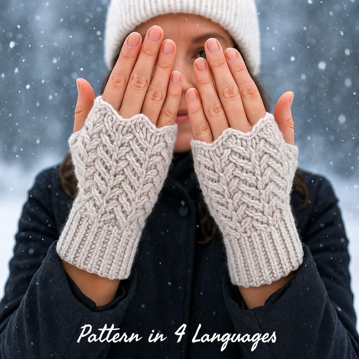 Fingerless Gloves Crochet Pattern PDF, Cable Knit Hand Warmers