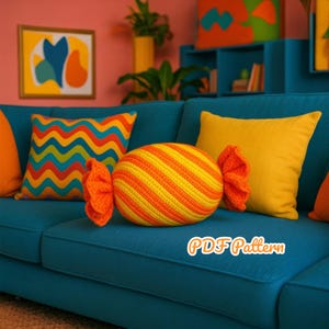 Easy Candy Crochet Pillow Pattern, Pattern of Candy Crochet Pillow, Digital Download, PDF Pattern