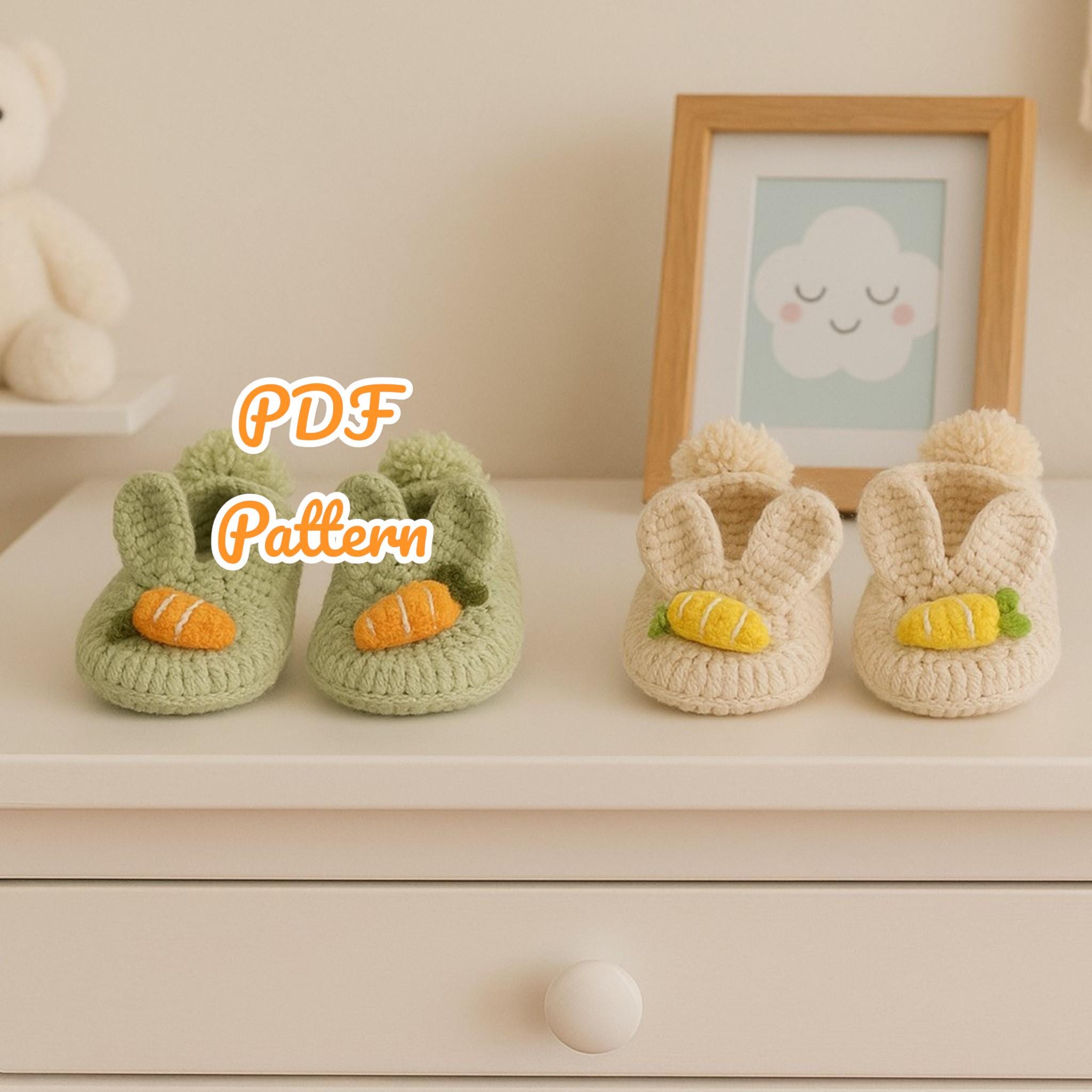 Crochet Bunny Baby Booties PDF Pattern, Newborn Slippers (0-6 Months ...