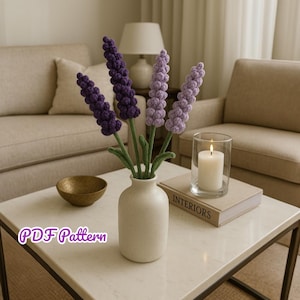 Crochet Lavender Pattern PDF | Realistic Flower Crochet Tutorial | DIY Lavender Bouquet | Instant Download Digital Pattern
