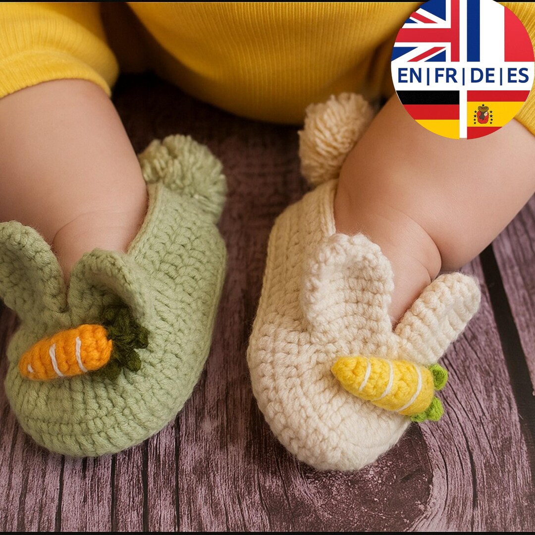Crochet Bunny Baby Booties PDF Pattern, Newborn Slippers (0-6 Months ...