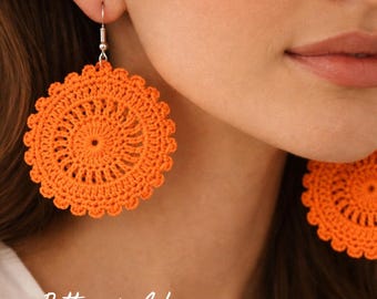 Boho Crochet Lace Earrings Pattern, Handmade Round Statement Earrings PDF, Lightweight Summer Jewelry, Gift for Her, 4 Languages
