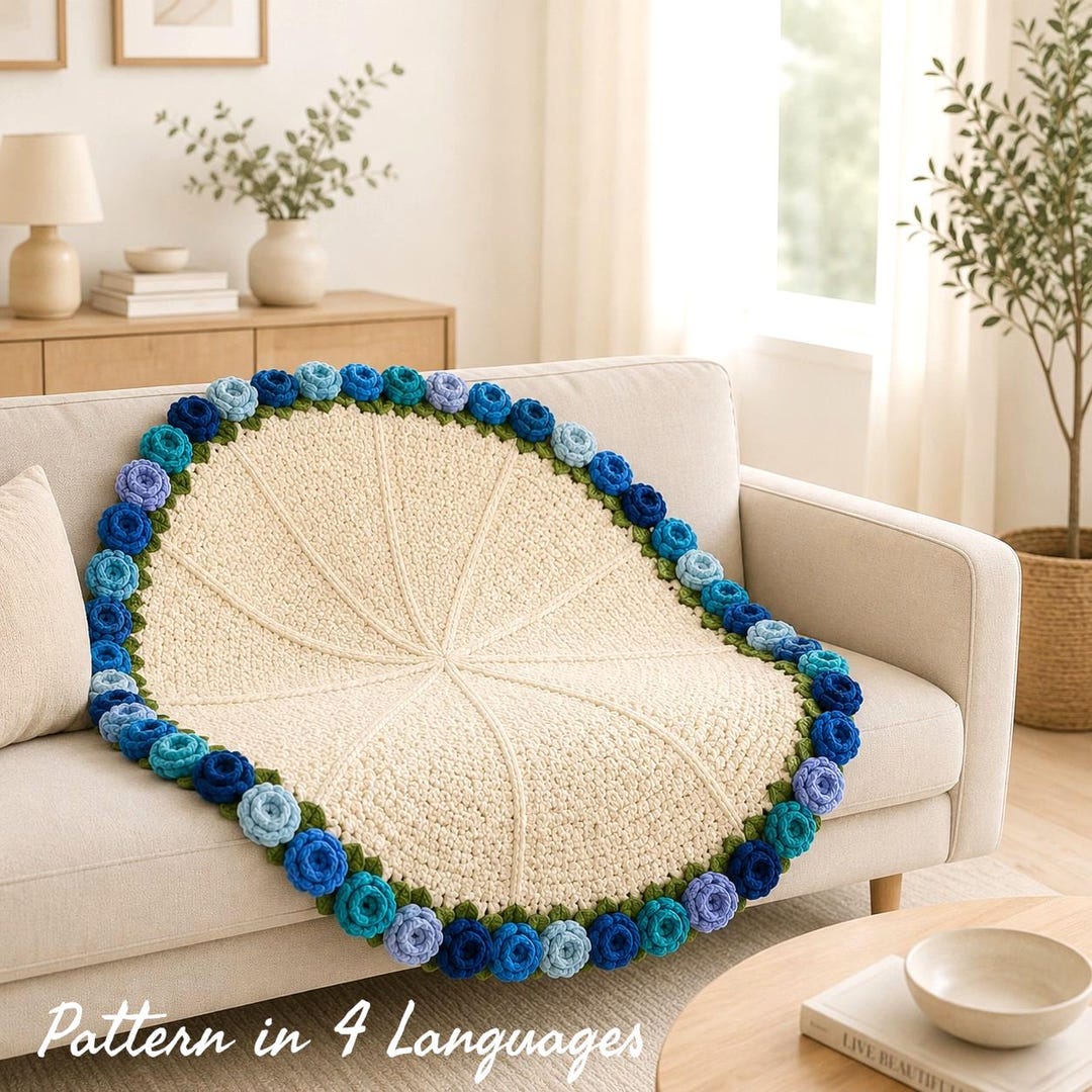 バラの花束ブランケットの編み図 – かぎ針編みのバラのブランケットの