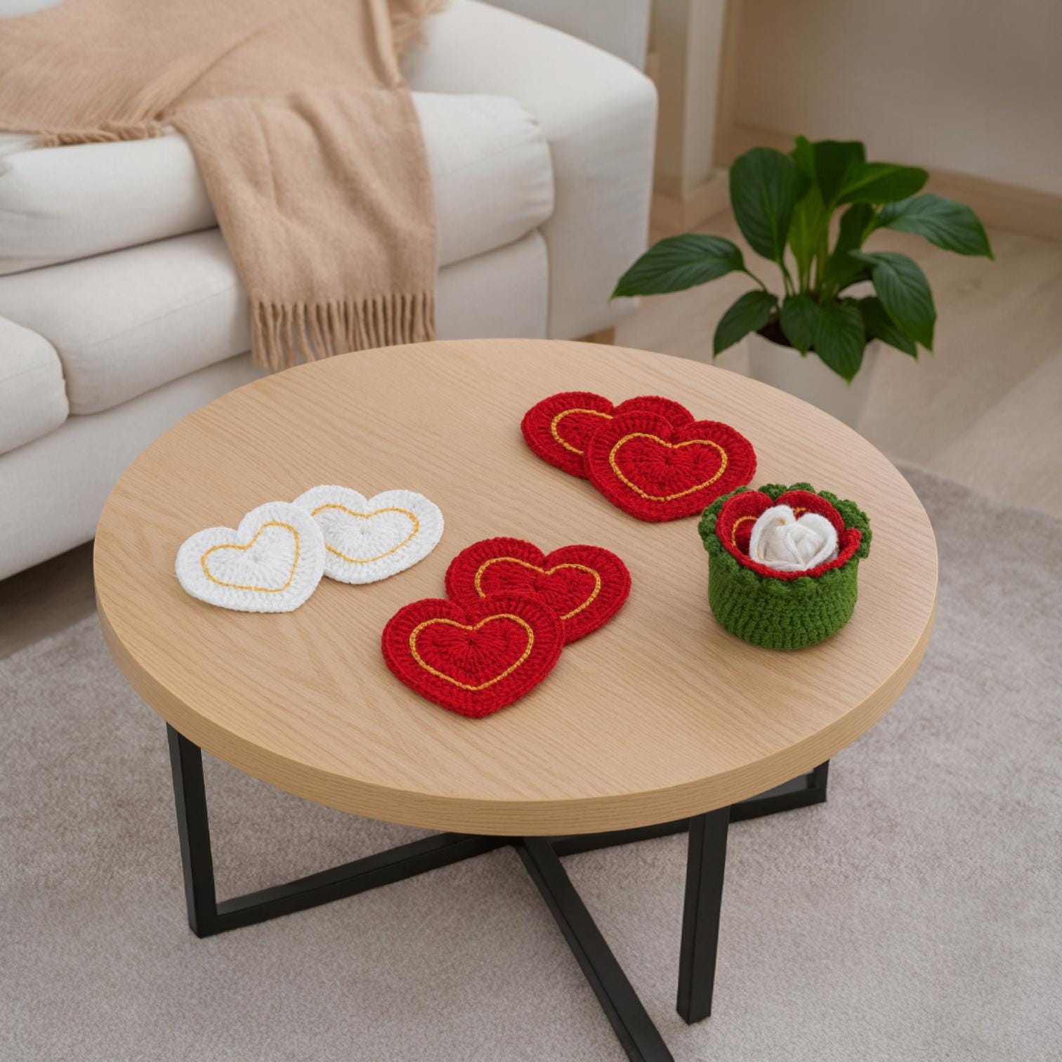 Crochet Heart Coaster Turns Into Rose Pattern – Rose Storage