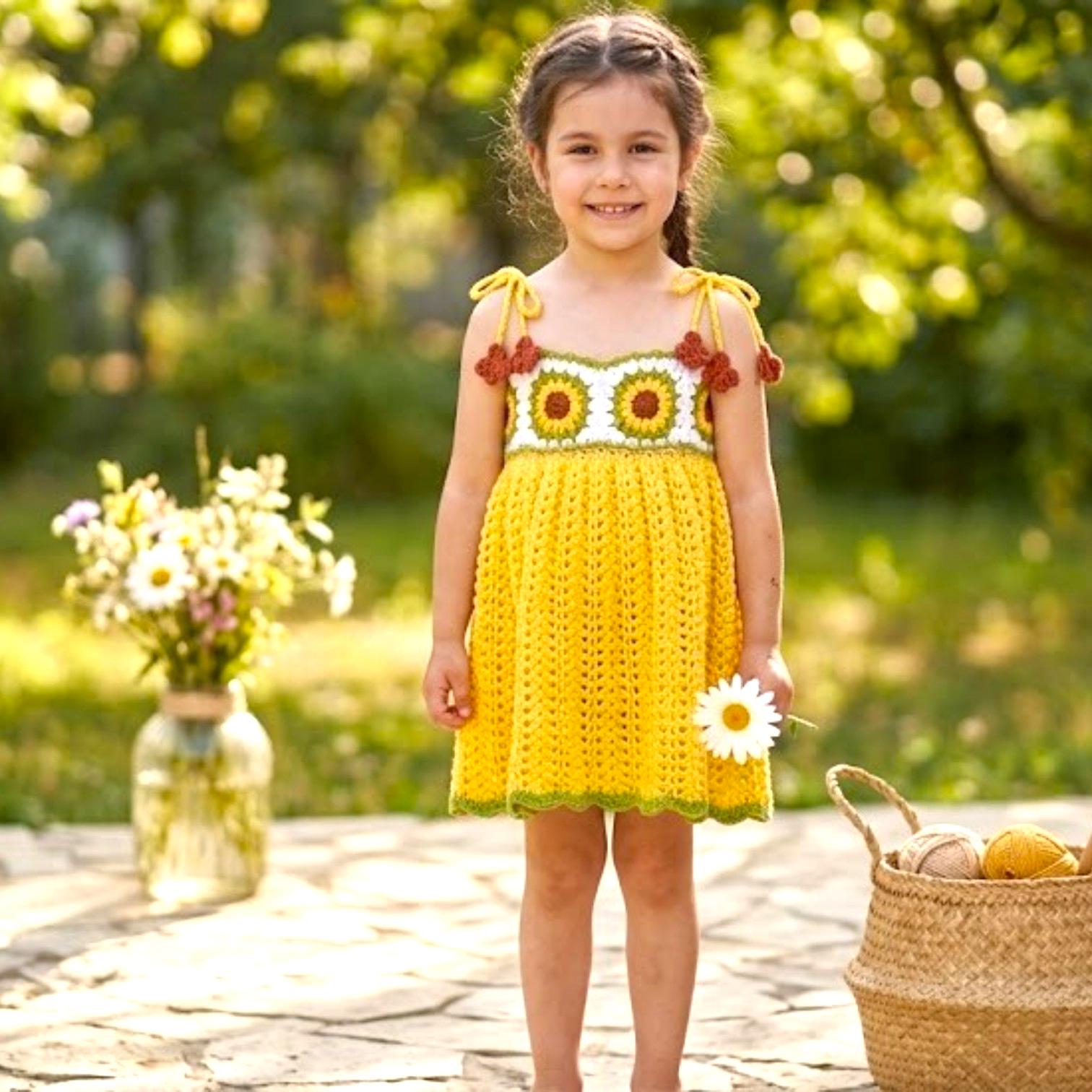 sunflower dress crochet pattern Sunflower Crochet Dress Pattern PDF, Granny Square Baby Dress, Toddler &  Girls Crochet Pattern, 4 Languages, Size Variations Available