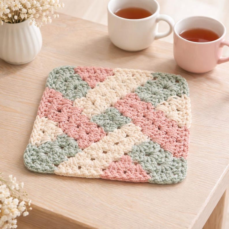 Granny Square Crochet Pattern PDF, Colorful Crochet Motif, Modern Afghan Block, Beginner Friendly, 4 Languages image 6